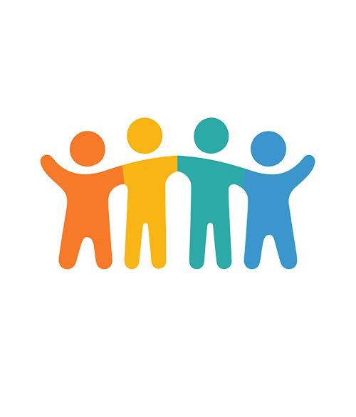 Everyone Mortgages Logo. 4 people hand in hand, under a roof